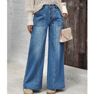 Wide Leg Blue Jeans
